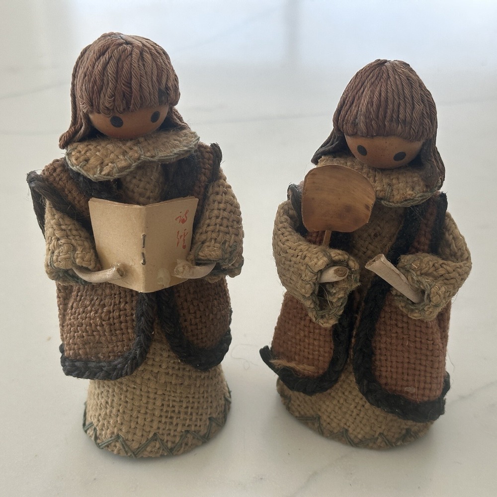Burlap Dolls Taiwan Handmade Vintage Carrollers